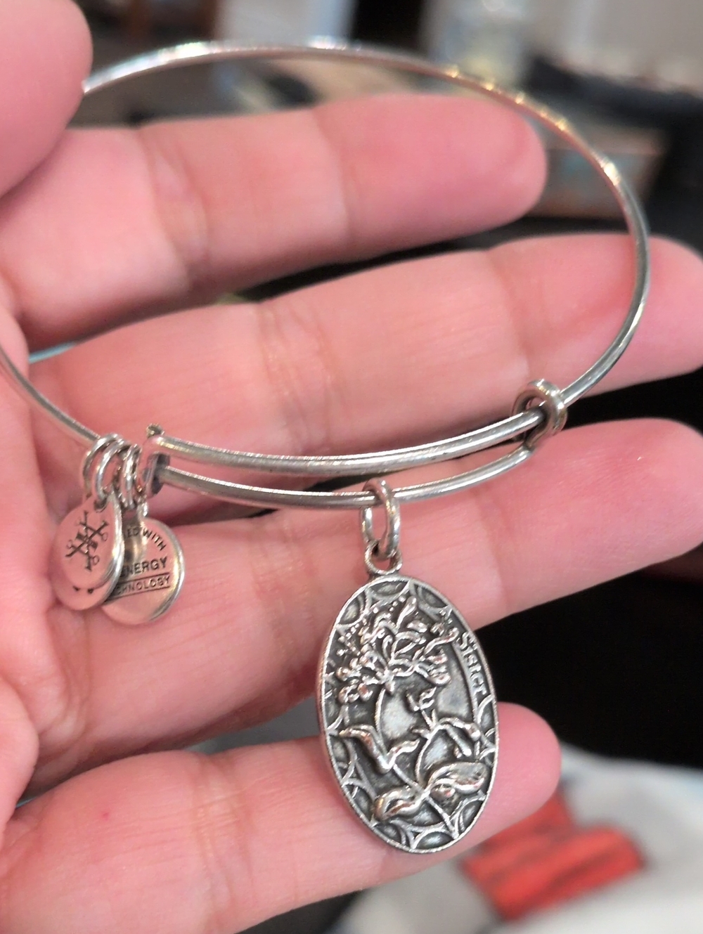 Alex and Ani Silver Tree of Life‎ Oval Charm Bangle